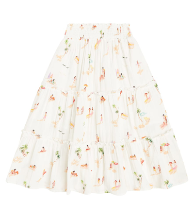 Scotch & Soda Kids' Printed Tiered Cotton Skirt In White