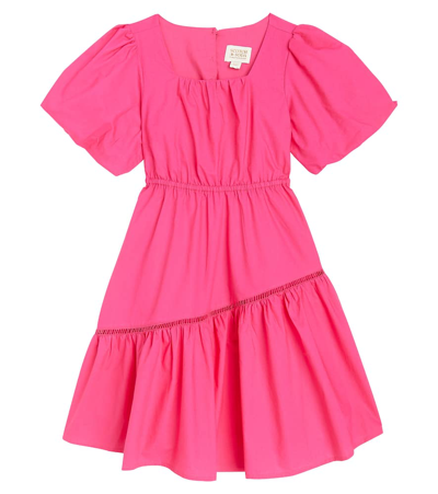 Scotch & Soda Kids' Gathered Tiered Cotton Dress In Pink