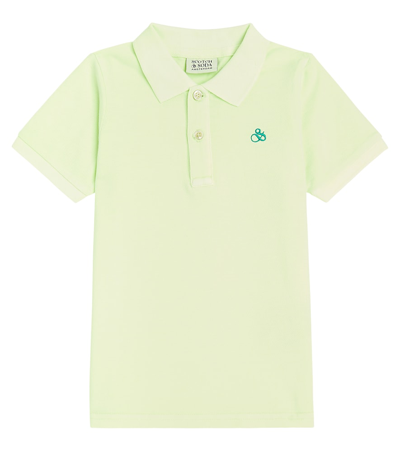 Scotch & Soda Kids' Logo Embroidered Cotton Polo Shirt In Green