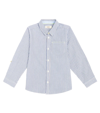 Scotch & Soda Kids' Striped Cotton Shirt In Blue