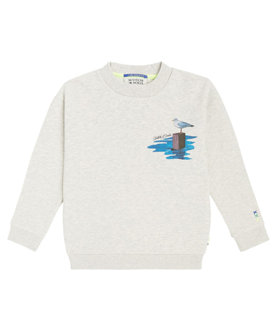 Scotch & Soda Kids' Printed Cotton Jersey Sweatshirt In Neutrals