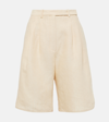 Loro Piana Rupert Pintuck Natural Dyed Linen Shorts In Beige