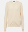LORO PIANA LEATHER-TRIMMED CASHMERE AND SILK CARDIGAN