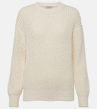 Loro Piana Ribbed-knit Silk Jumper In Beige