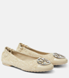 Tory Burch Claire Cap-toe Ballet Flats Natural/light Khaki/gold/silve In Beige