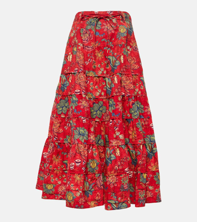 Ulla Johnson Floral Cotton Midi Skirt In Multicoloured