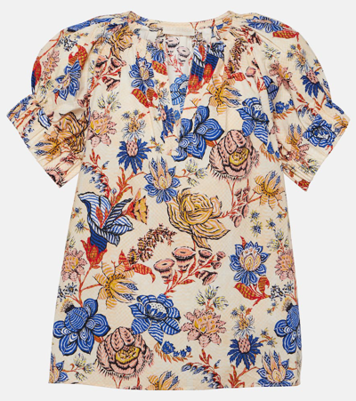 Ulla Johnson Naomi Floral Cotton Poplin Top In Neutrals