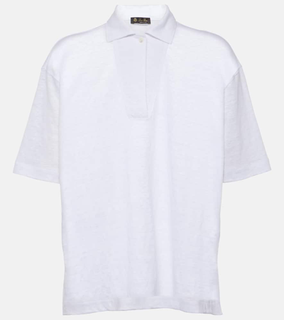 Loro Piana Linen Polo Shirt In White