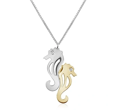 Gucci Designer Necklaces Diamond & 18k Gold Seahorses Pendant Necklace In Blanc & Or
