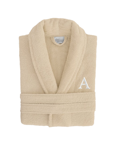 Linum Home Textiles Monogram Terry Bathrobe (a-z) In Small/medium In Neutral