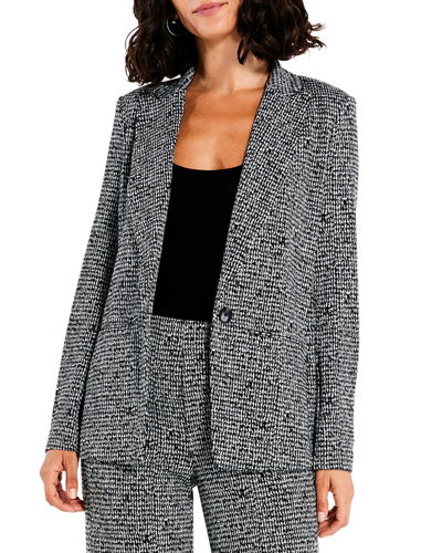 Nic + Zoe Etched Tweed Knit Blazer In Black Multi