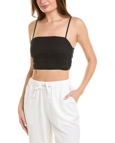 Onia Air Smocked Linen-blend Tank In Black