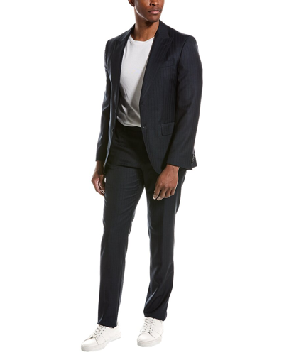 Hugo Boss Boss  Wool Suit With Flat Front Pant In Blue