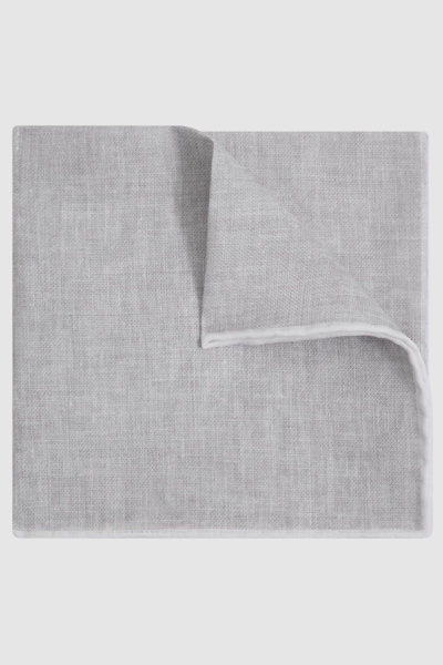 Reiss Soft Ice Siracusa Linen Contrast Trim Pocket Square, 32x32cm