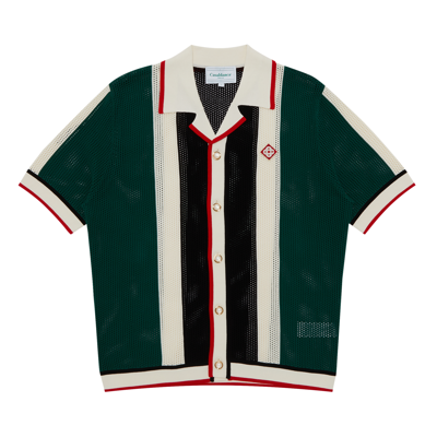 Pre-owned Casablanca Striped Mesh Shirt 'green/white Stripe'