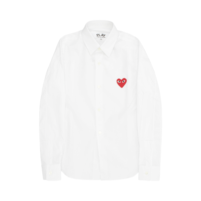 Pre-owned Comme Des Garçons Play Heart Patch Shirt 'white'