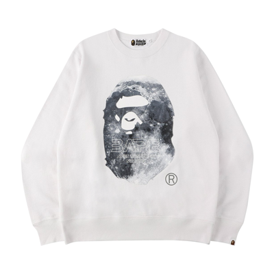Pre-owned Bape Ape Head Moon Crewneck 'white'