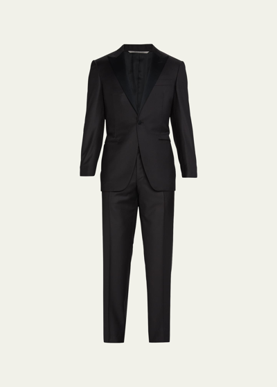 Canali Wool Two-piece Tuxedo Suit In Black