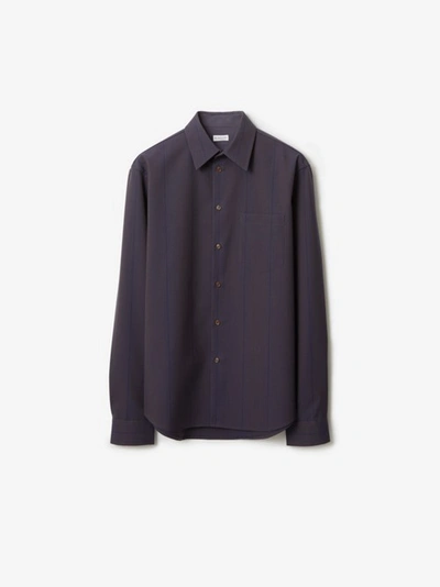 Burberry Striped Wool Shirt In Barrel