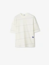 Burberry Striped T-shirt With Ekd Embroidery In Rain