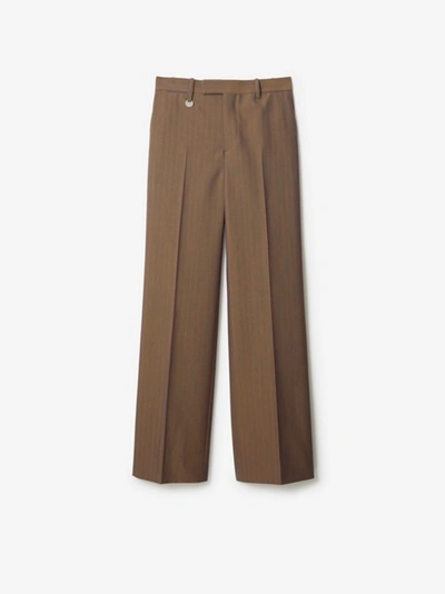 Burberry Wool Tailored Trousers In Brown