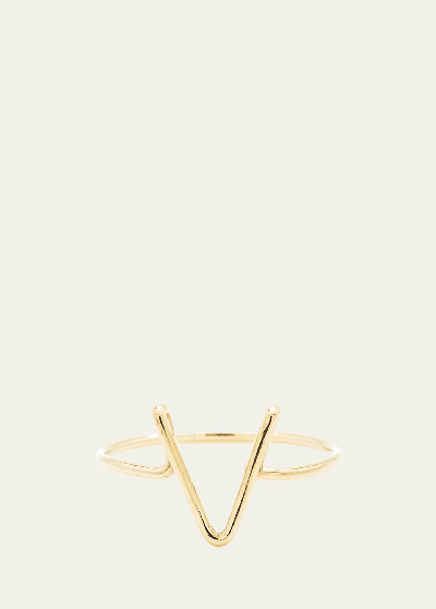 Atelier Paulin 18k Yellow Gold Alphabet Ring In V