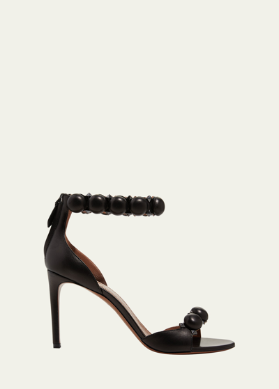 Alaïa La Bombe Stud Ankle-wrap Stiletto Sandals In Noir