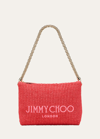 JIMMY CHOO CALLIE LOGO RAFFIA SHOULDER BAG