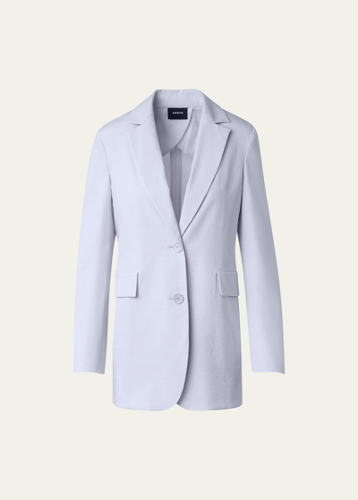 Akris Alvina Seersucker Silk-blend Jacket In Greige