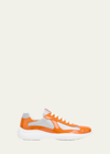 Prada Men's America's Cup Patent Leather Patchwork Sneakers In Pumpkin Orange Si