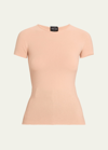 Giorgio Armani Short Sleeve Cotton Sweater In Peach