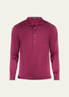 Tom Ford Men's Silk Henley Pajama Shirt In Acai Berry