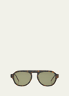 THOM BROWNE MEN'S ACETATE OVAL SUNGLASSES