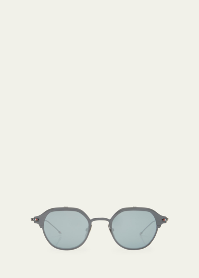 Thom Browne Men's Titanium Round Clip-on Sunglasses In Rose Gold
