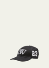 Off-white Cotton Twill Cap With Embossed Details In Black White