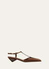 Prada Brown Satin Slingback Pumps In Tabacco