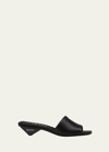 Prada Satin Triangle-heel Slide Sandals In Black