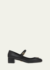 Prada Lamb Leather Block Heel Pumps In Nero