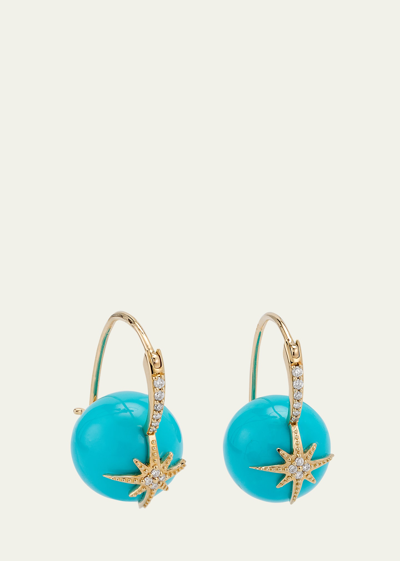 Sydney Evan Starburst Turquoise Bead Earrings With Diamonds