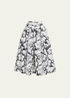 Alexander Mcqueen Pleated Flared Skirt In Black Whit