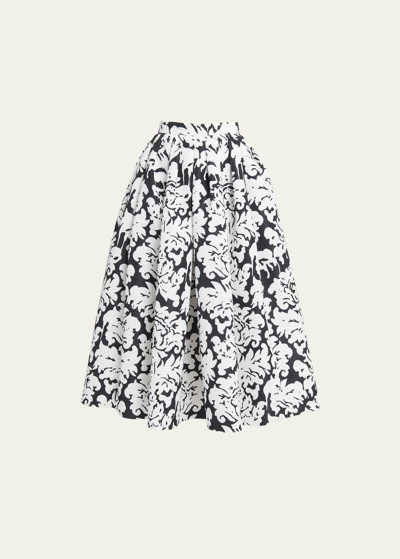 Alexander Mcqueen Baroque-print Twill Skirt In White