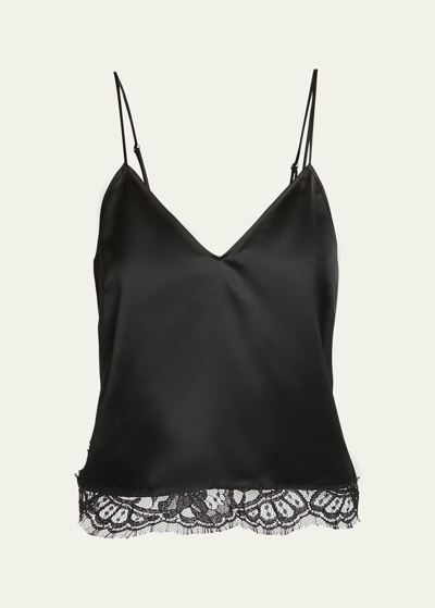 Alexander Mcqueen Satin Lace-trim Camisole In Black