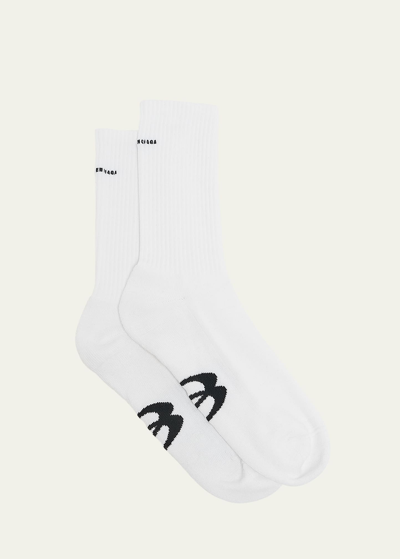 Balenciaga Men's Unity Crew Socks In White/black