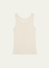 Helmut Lang Men's Black Soft Cotton Rib Tank Top In Ivory