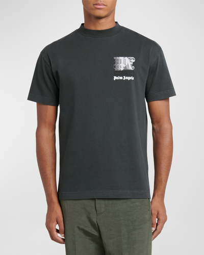 Palm Angels Men's Logo Racing Club T-shirt In Black Off White