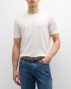 Brunello Cucinelli Men's Cotton Knit Johnny Collar Polo Shirt In White