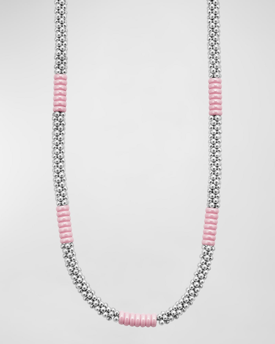 Lagos Sterling Silver Pink Caviar 5mm Rope Necklace