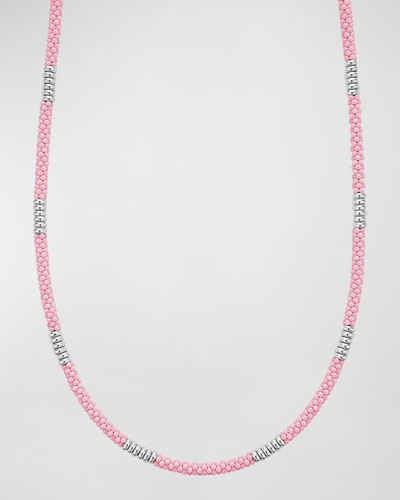 Lagos Sterling Silver Pink Caviar 3mm Rope Necklace