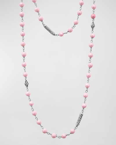 Lagos Sterling Silver Caviar Icon Pink Ceramic 4mm Chain Necklace, 34"l
