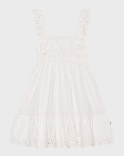 Molo Kids' Girl's Ceelos Embroidered Dress In White